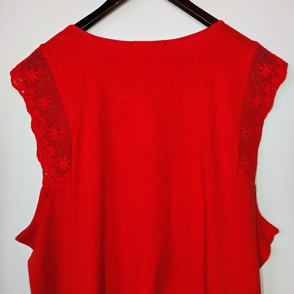 Lauren Ralph Lauren Red Crochet Knit Short Sleeve Top Boho Summer Plus Size 3X - Picture 6 of 13